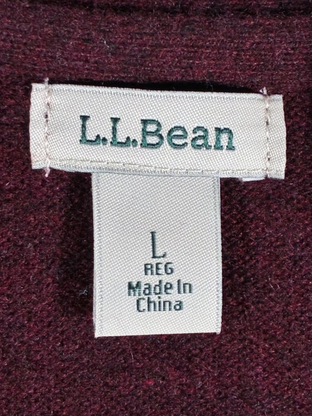 LL Bean Burgundy wine 100% Cashmere Open Front long line Cardigan Sweater Size L - Picture 4 of 9